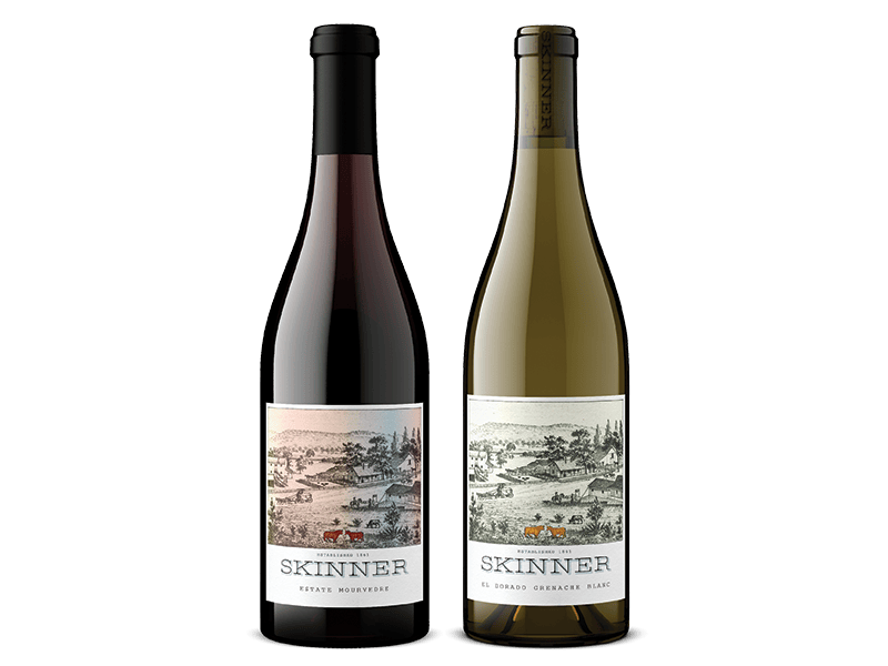 Two bottles of Skinner red and white wine including Estate Mourvedre and El Dorado Grenache Blanc